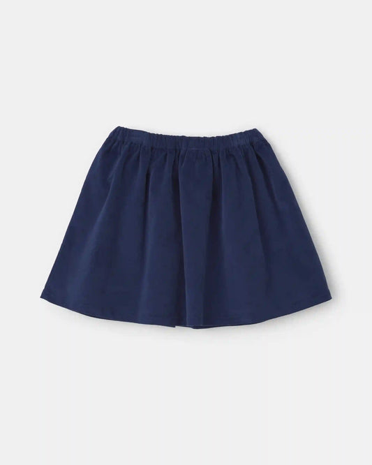 Girls Flower Corduroy Skirt - Navy Blue