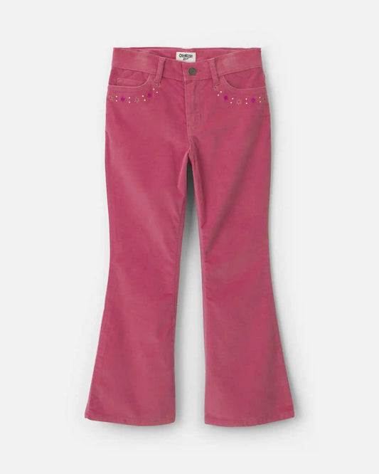 Girls Corduroy Flare Pants - Pink