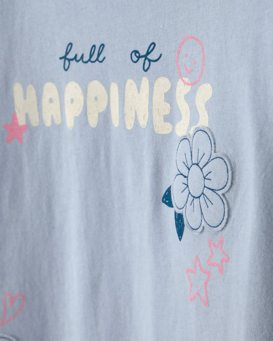 Girls 'Full of Happiness' Flower Long-Sleeve Top - Blue