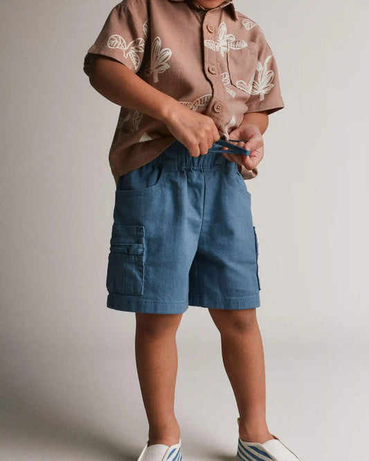 Toddler Boy Cargo Shorts with Zipper Pocket - Slate Blue