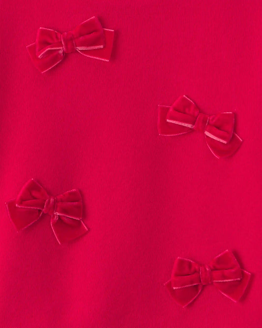 Toddler Girl Bow Pullover Sweatshirt - Red