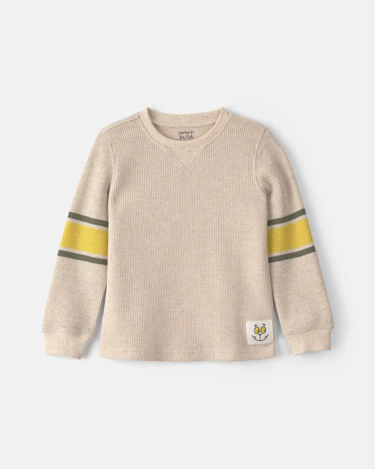Toddler Boy Striped Thermal Long-Sleeve T-Shirt - Cream