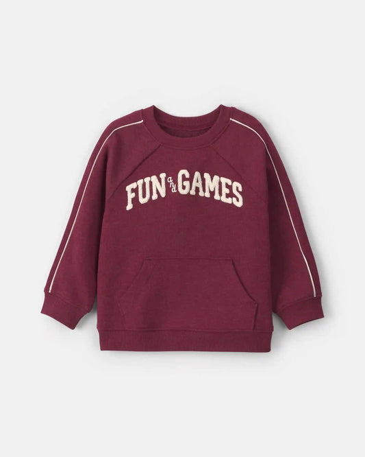Toddler Boy 'Fun & Games' Pullover Sweatshirt - Burgundy