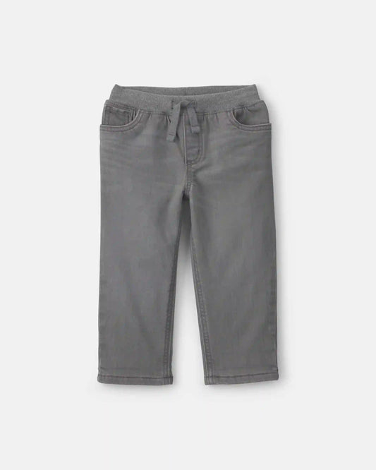 Toddler Boy Fleece-Lined Pull-On Denim Jeans - Light Wash