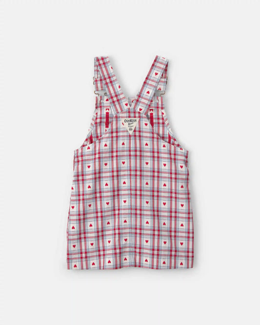 Toddler Girl Heart Plaid Valentine's Day Skirtall - Blue/White/Red