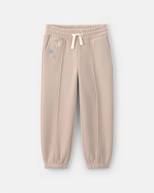Toddler Girl Butterfly Fleece Pull-On Pants - Tan