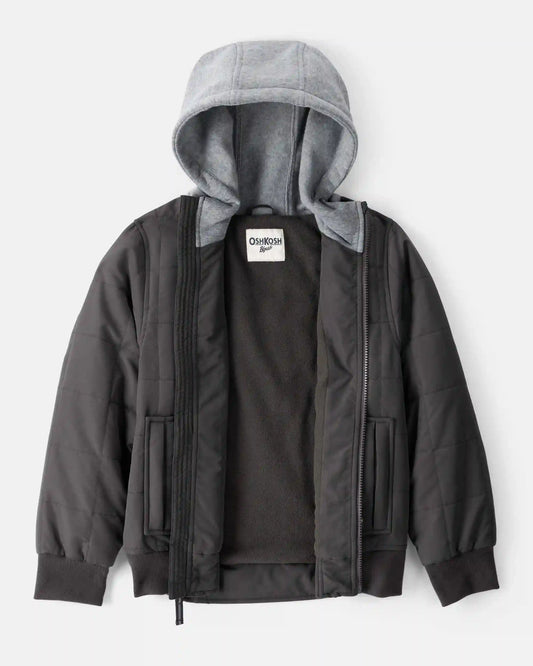 Boys Midweight Bomber Jacket - Black/Grey
