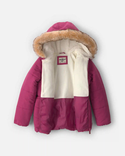 Girls Hooded Heavyweight Winter Jacket - Burgundy
