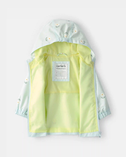 Baby Girl Floral Raincoat - Blue