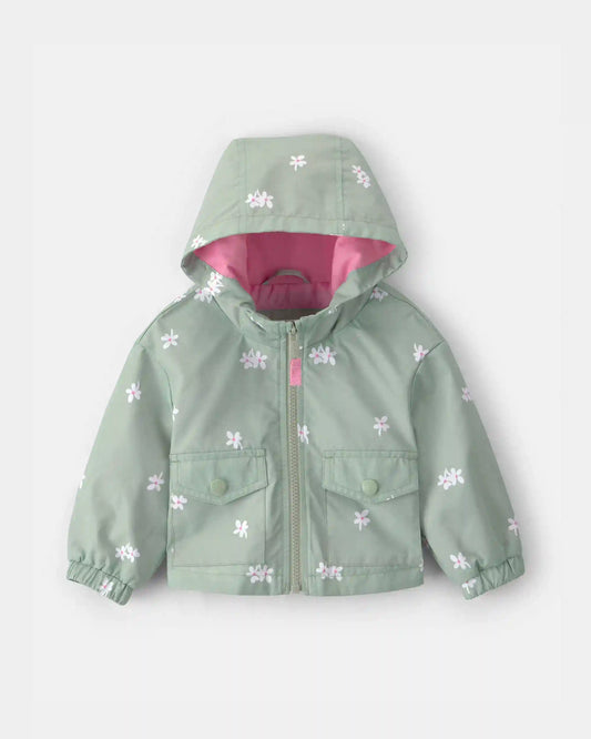 Baby Girl Floral Windbreaker - Green