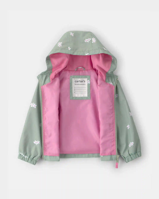 Toddler Girl Floral Windbreaker - Green