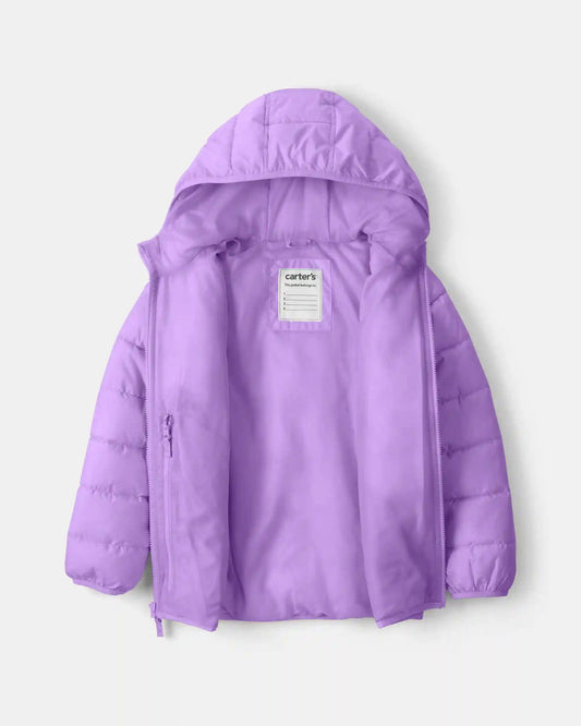 Girls Midweight Packable Puffer - Purple