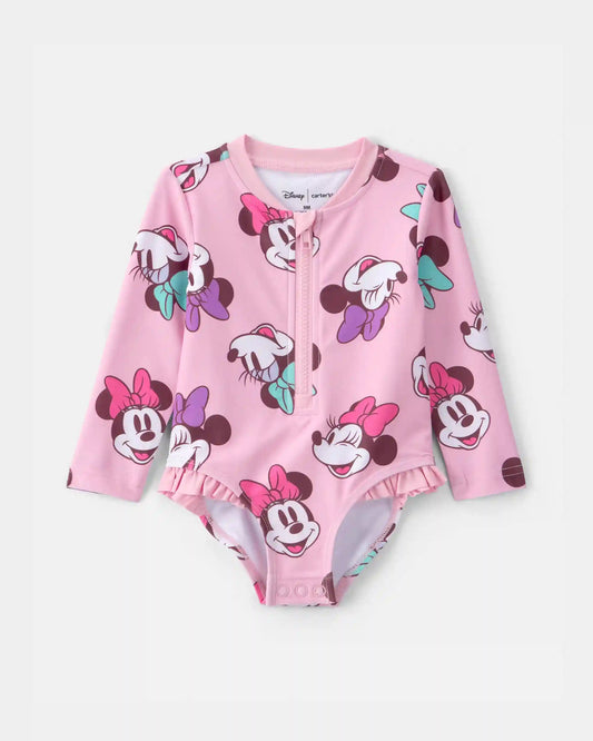 Baby Girl Disney© Minnie Mouse 1-Piece Swimsuit Rashguard - Pink