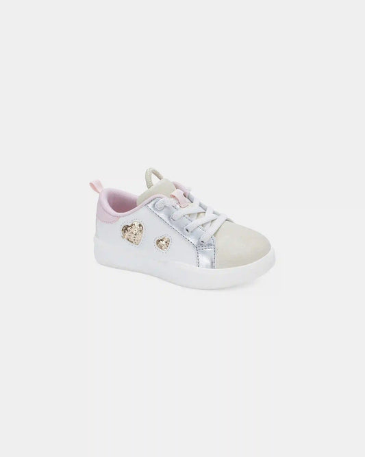 Toddler Girl Colorblock Metallic Heart Sneakers - White/Pink
