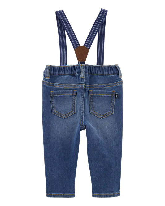 Baby Knit Denim Suspender Pants