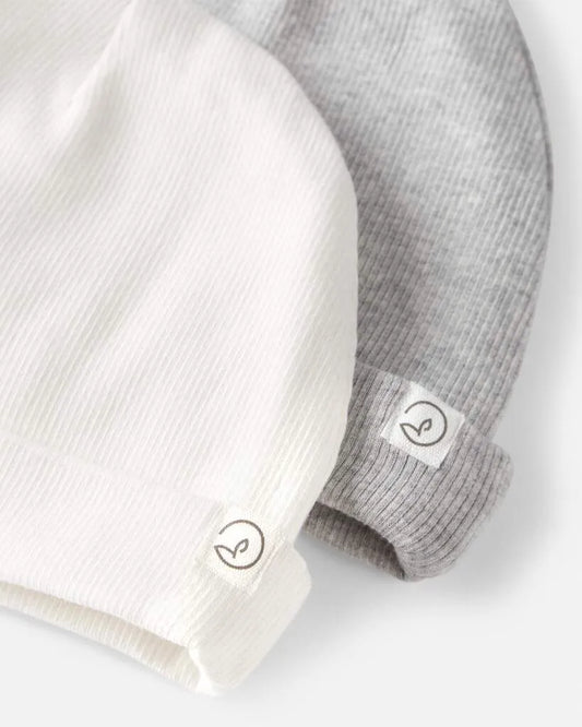 Baby Girl 2-Pack Organic Cotton Rib Caps