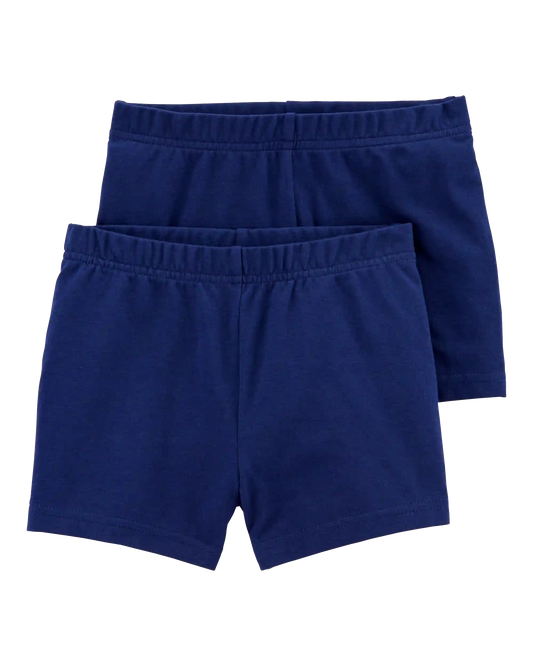 Baby Girl 2-Pack Cartwheel Shorts - Navy
