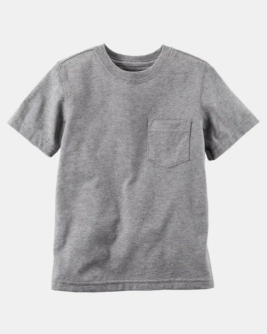 Baby Solid Short-Sleeve Pocket Tee - Grey