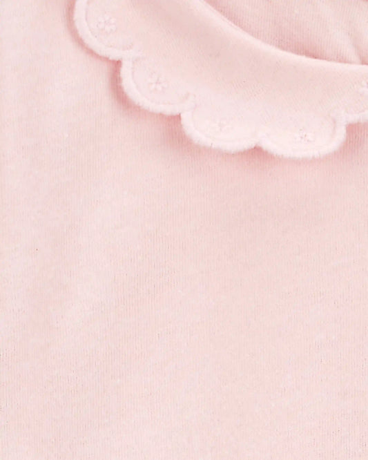 Baby Scalloped Collar Short-Sleeve Bodysuit - Pink