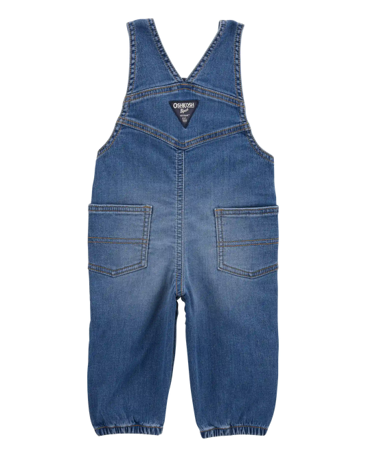 Baby Knit-Like Denim Overalls - Medium Wash