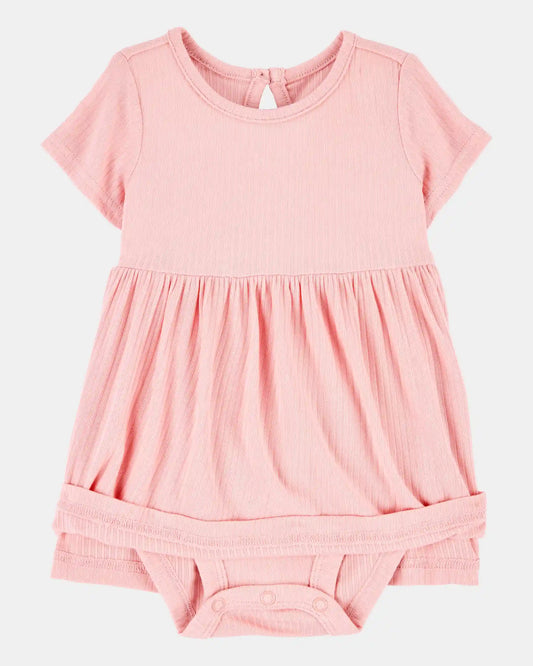 Baby Girl Solid PurelySoft Bodysuit Dress - Pink