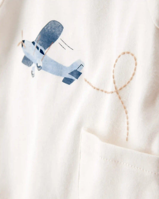 Baby 4-Piece Airplane Print Outfit Set - Blue