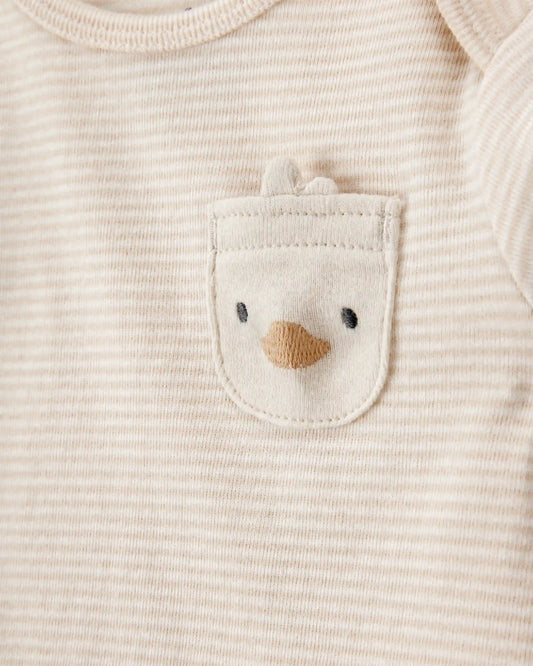 Baby 4-Piece Striped Duck Outfit Set - Brown