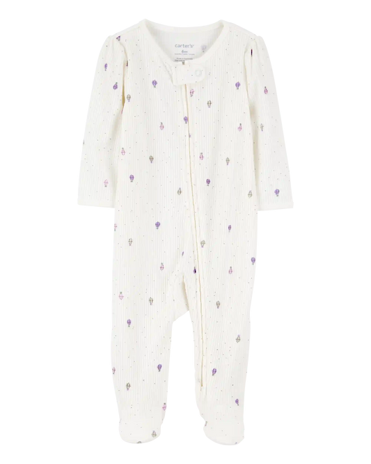 Baby Girl Air Balloon 2-Way Zipper Textured Sleep and Play