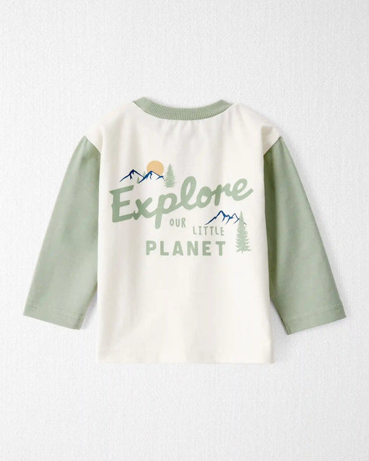 Baby Girl Organic Cotton Let's Explore Long-Sleeve Tee