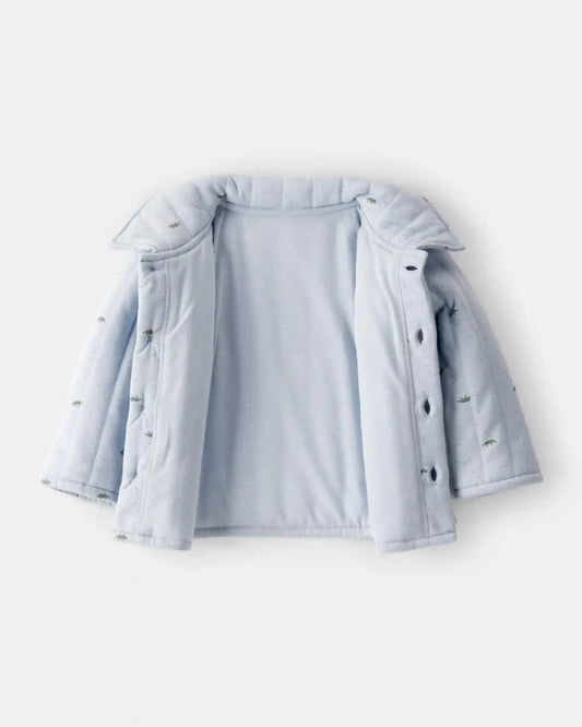 Baby Boy Dinosaur Quilted Cardigan - Blue