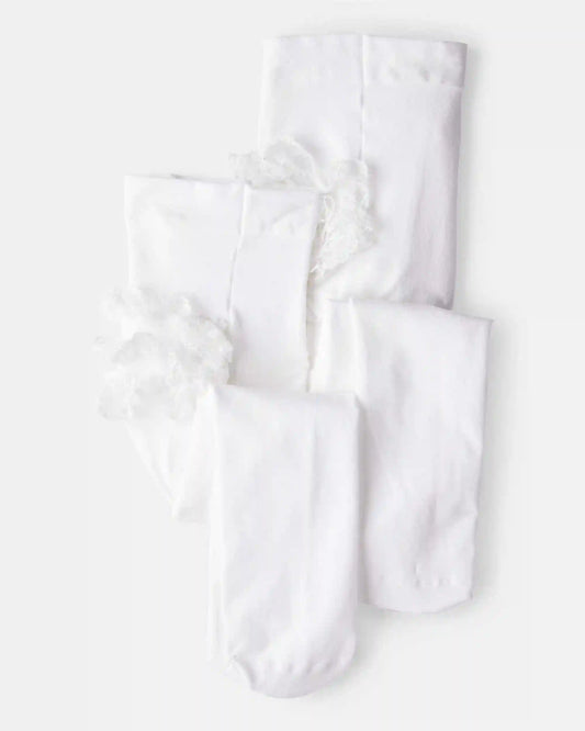 Baby Girl 2-Pack Tights - White