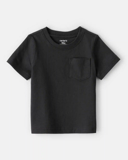 Baby Solid Short-Sleeve Pocket Tee - Black