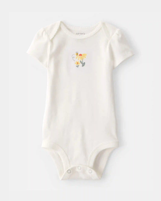 Baby Girl 3-Piece Flower Outfit Set - Yellow/White