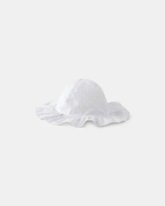 Baby Girl Cotton Swiss Dot Sunhat - White
