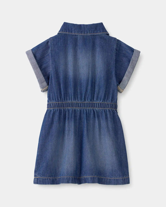 Baby Girl Denim Button-Up Dress - Dark Wash
