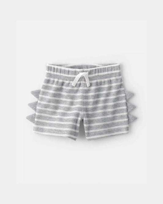 Baby Boy 2-Piece Dino Spikes Waffle-Knit Short-Sleeve Bodysuit & Short Set - Grey