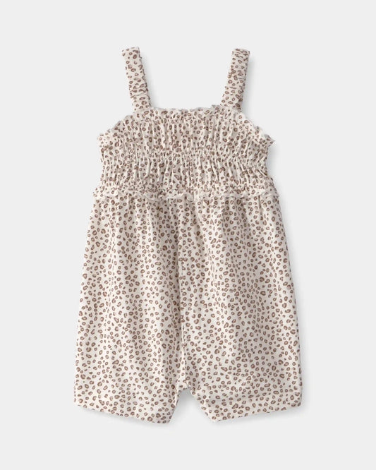 Baby Girl Cheetah Sleeveless Romper - Brown/Ivory