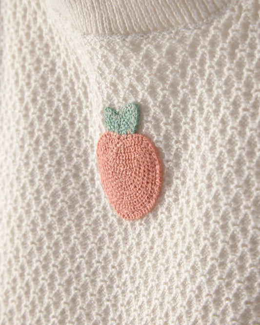 Baby Girl 2-Piece Peach Crochet Top & Short Set - Cream