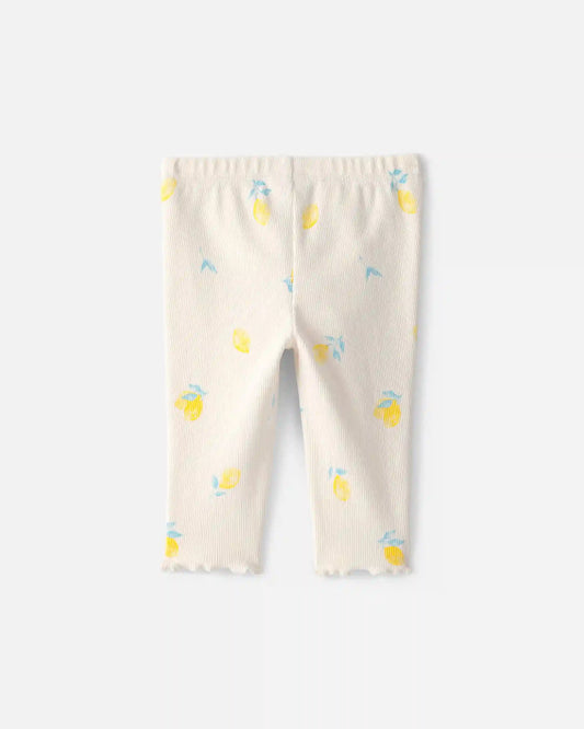 Baby Girl Lemon Rib Pants - Ivory