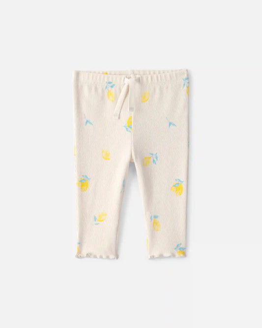 Baby Girl Lemon Rib Pants - Ivory