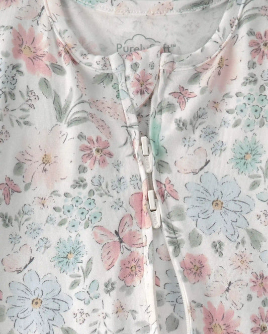 Baby Girl Butterfly Garden 2-Way Zip PurelySoft Sleep & Play Pajama