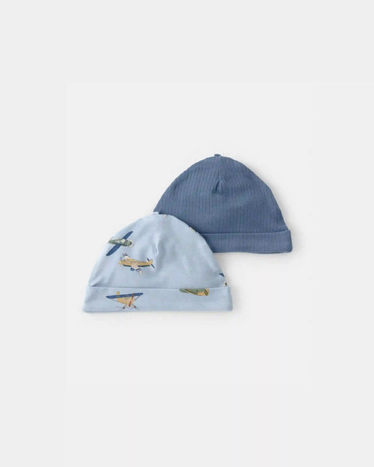 Baby Boy 2-Pack Plane PurelySoft Caps - Blue