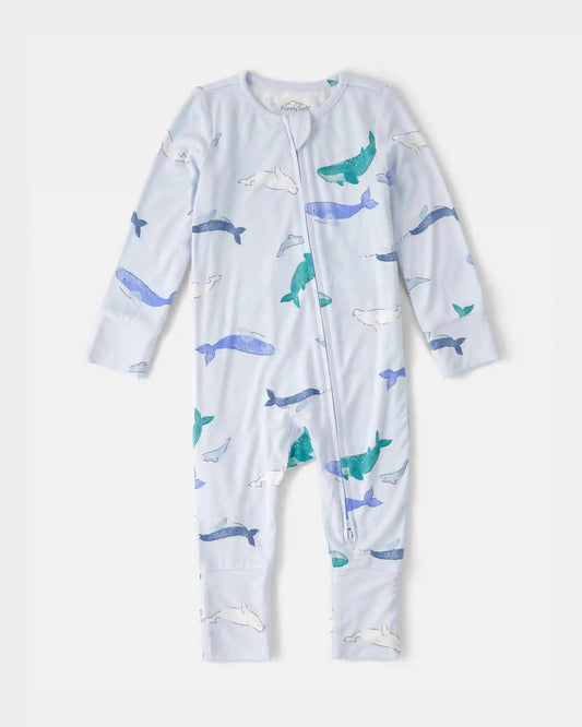 Baby Whale PurelySoft 2-Way Zip Sleep & Play Pajamas - Blue