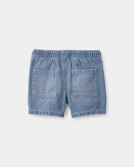 Baby Boy Denim Drawstring Shorts - Light Wash