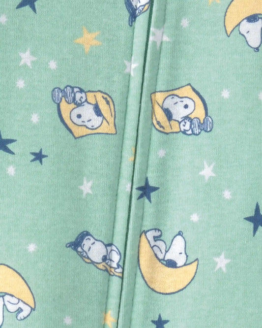 Baby Peanuts Snoopy 100% Cotton Snug Fit 1-Piece Pajama - Green