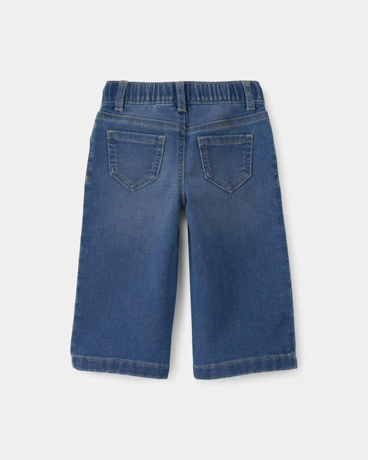Baby Girl Drawstring Wide-Leg Jeans - Dark Wash