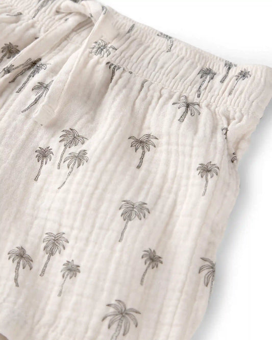 Baby Boy 2-Piece Organic Cotton Gauze Top & Short Set in Palm Trees