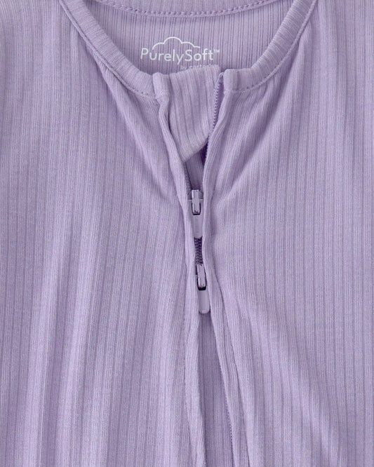 Baby Girl 2-Way Zip PurelySoft Sleep & Play Pajama - Purple