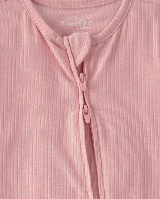 Baby Girl 2-Way Zip PurelySoft Sleep & Play Pajama - Pink