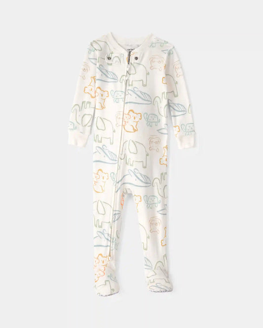 Baby Elephant 100% Cotton Snug Fit 1-Piece Pajama - Ivory